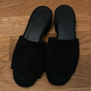 VINCE black suede mules
